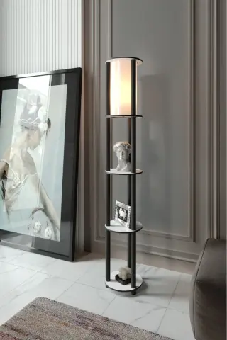 Estantes Yuvarlak Dekoratif Raflı Lambader